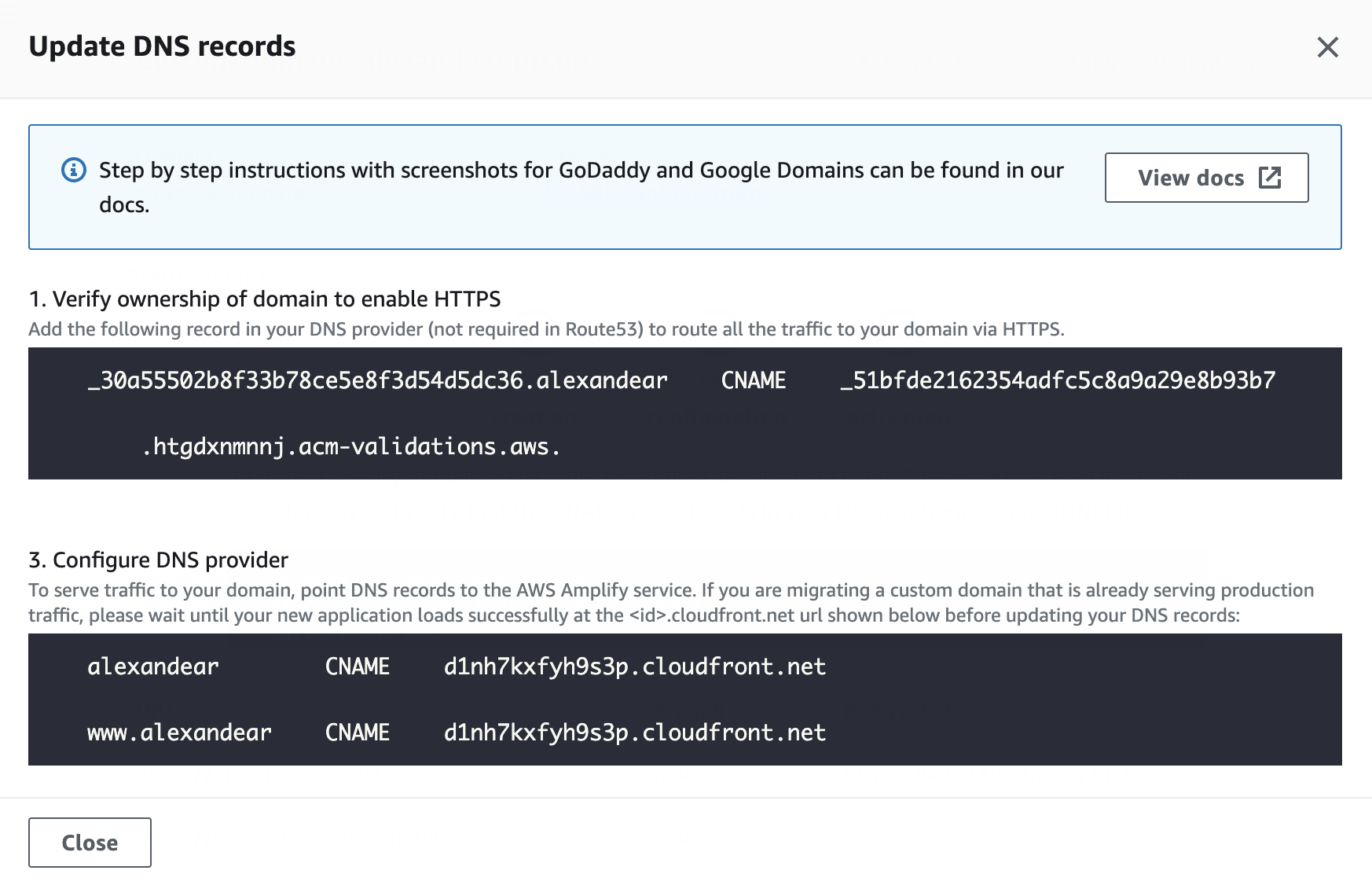 AWS copy DNS