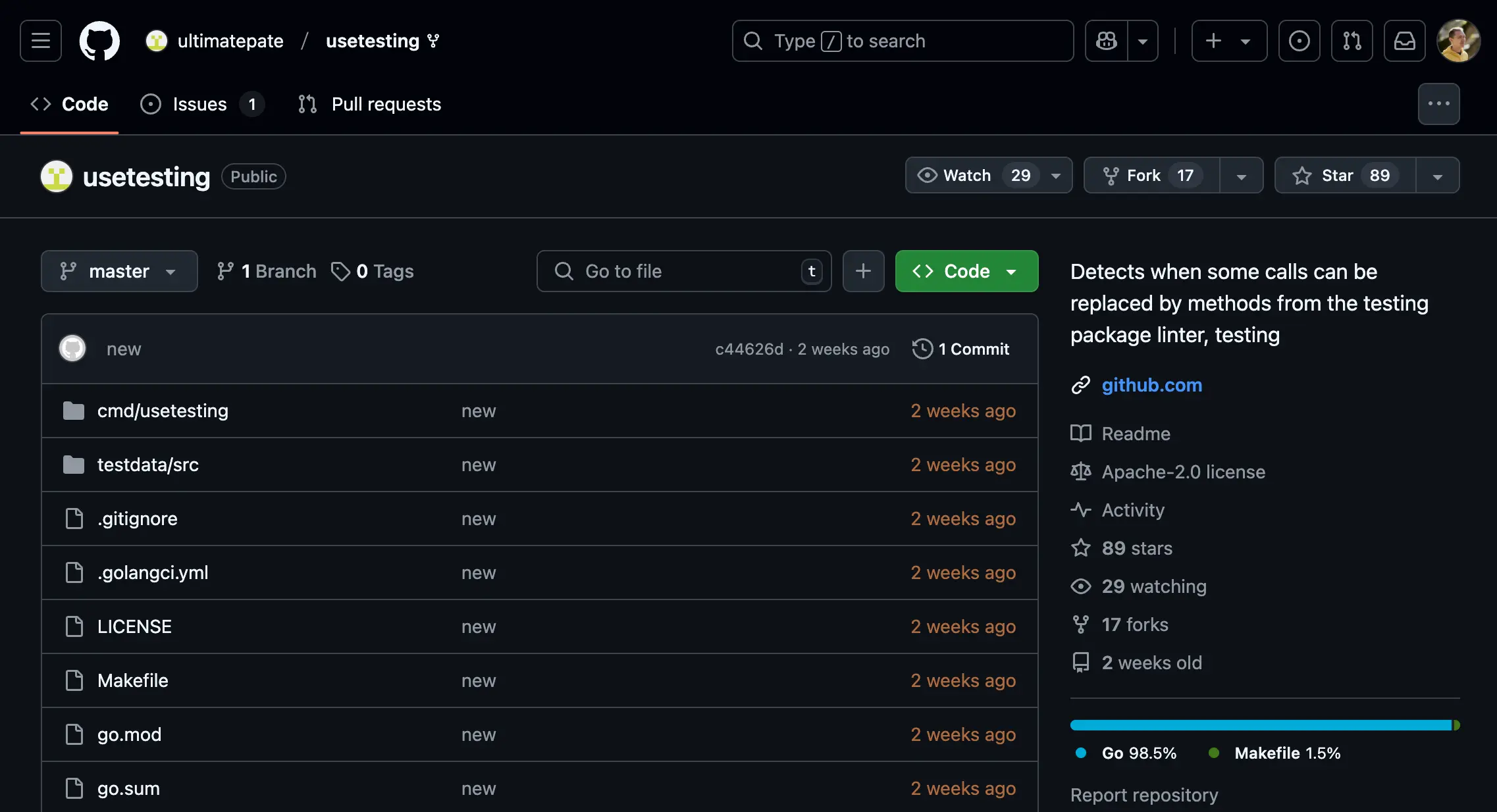 Malicious usetesting linter repo