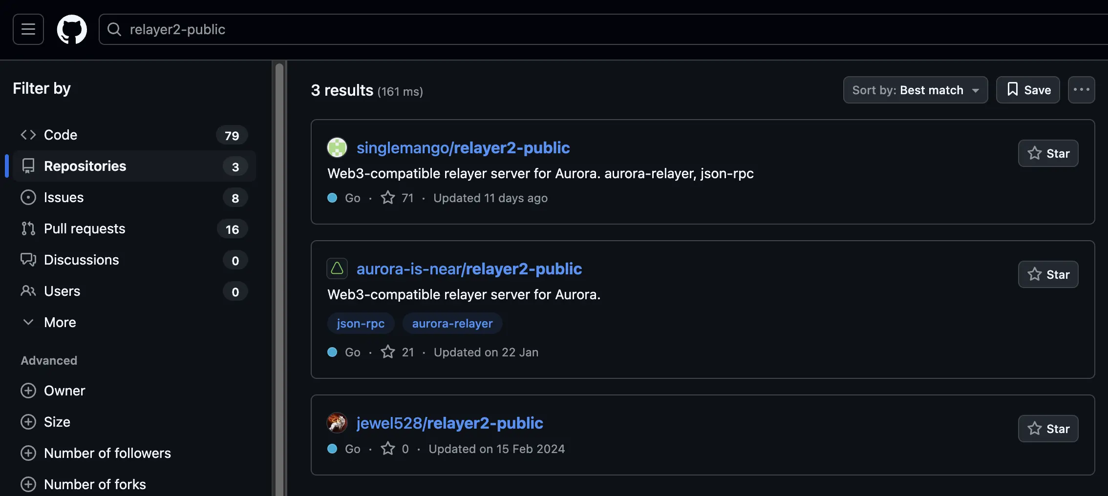 Malicious repository at the top of search results