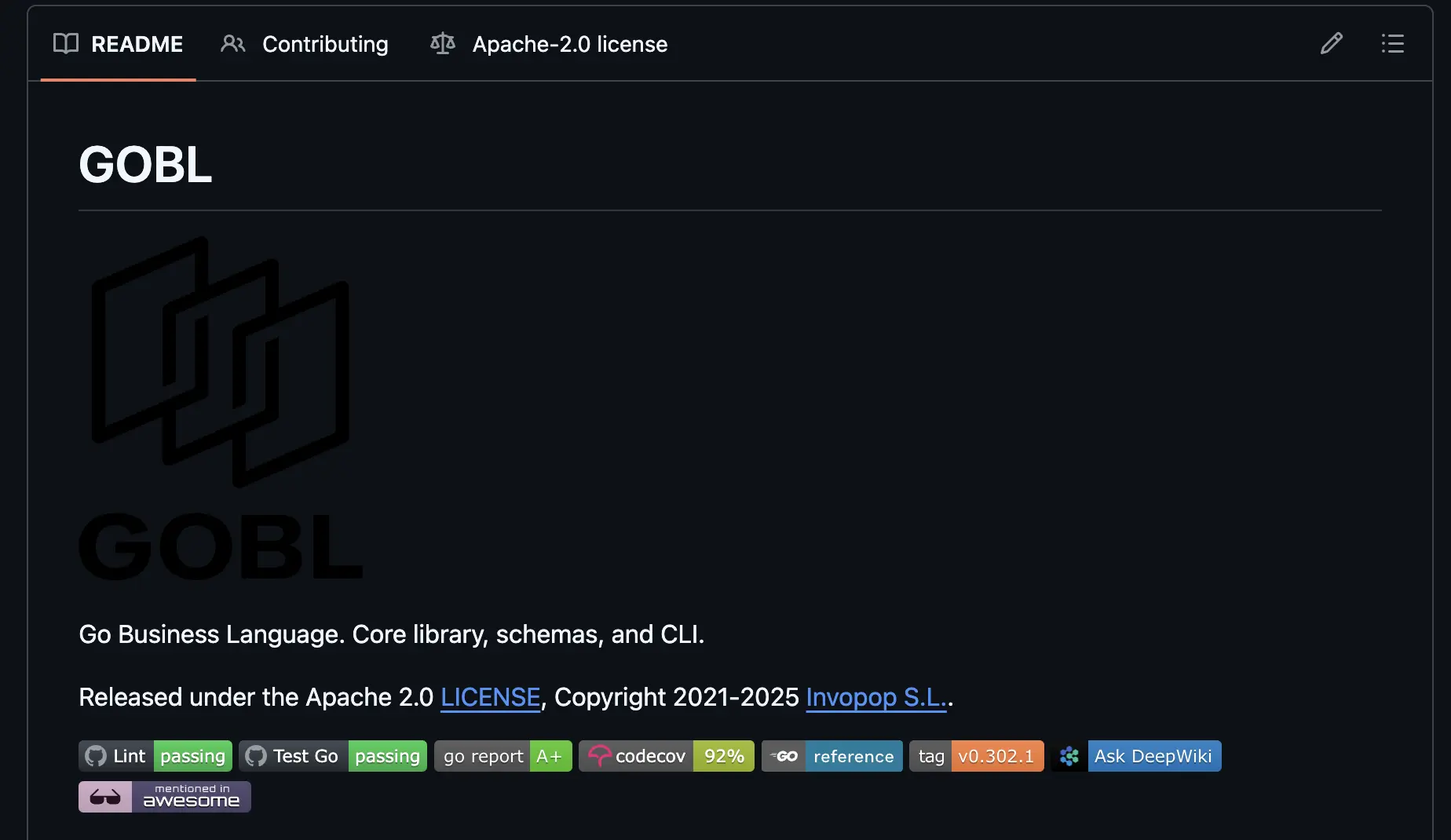 GOBL: unreadable logo on GitHub dark theme
