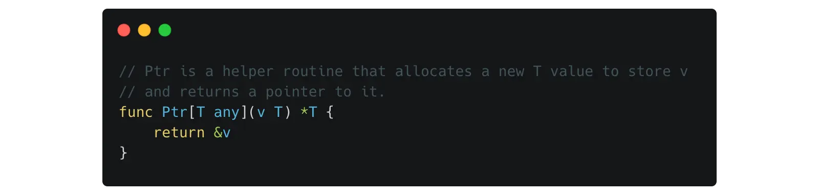 Screenshot of the Ptr function